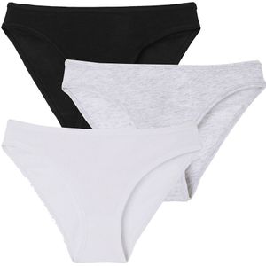 Petit Bateau - Set van 3 Slips - Katoen - Zwart, Grijs, Wit