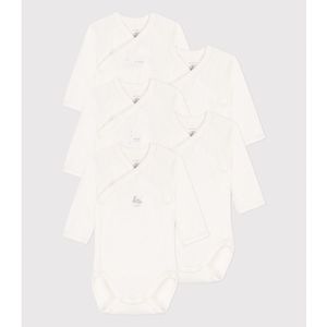 Petit Bateau Set van 5 katoenen overslagbody's met lange mouwen Unisex Rompertje - Maat 50