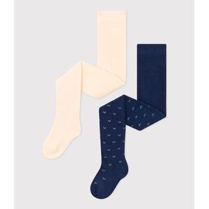 PETIT BATEAU - Panty's - Beige/Blauw - Katoen - Set van 2 Paar