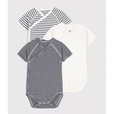 Set van 3 gekruiste rompertjes met korte mouwen PETIT BATEAU. Katoen materiaal. Maten 6 mnd - 67 cm. Wit kleur