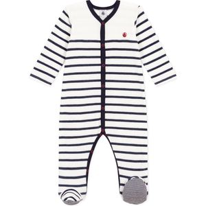 Petit Bateau Uniseks baby A08B6 pyjama om goed te slapen, wit marshmallow/blauw smoking, 6 maanden, Wit marshmallow/blauw smoking, 6 Maanden
