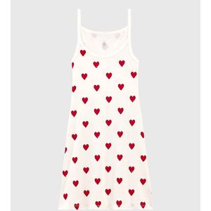 PETIT BATEAU - Nachthemd - Rood/Wit - Katoen - Hartmotiefjes