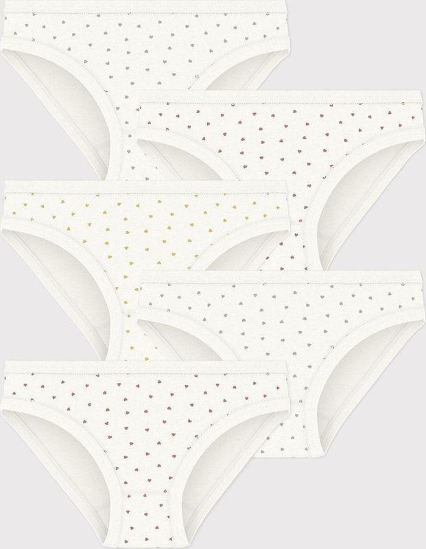 Petit Bateau - Set van 5 Slipjes - Wit - Bedrukt - Biologisch Katoen