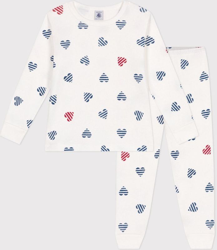 Petit Bateau Katoenen kinderpyjama met lange mouw en hartjesprint
