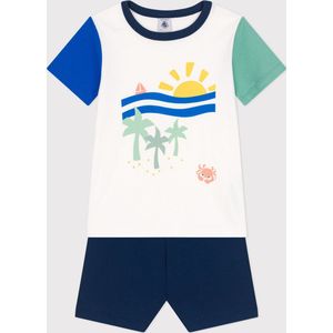 Petit Bateau pyjacourt kinderen en adolescenten, Wit/Veelkleurig., 4 Jaar