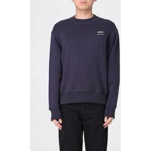 AMI Paris - Navy Blue Crew Neck Sweatshirt - Heren - Katoen - Sweatvesten