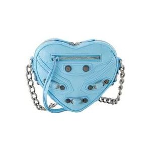 Balenciaga Sea Blue Heart Mini Tas - Leer , Blue , Dames , Maat: ONE Size