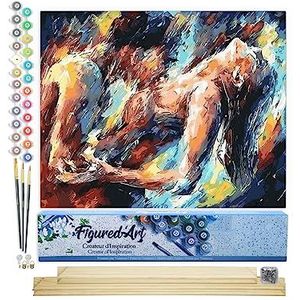 Figured'Art Schilderen op Nummer Volwassenen canvas Seksueel verlangen - Handwerk acrylverf Kit DIY Compleet - 40x50cm met DIY houten lijst