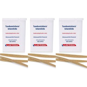 Lactona Intersticks - 3x 100 Stuks - Tandenstoker - Voordeelverpakking