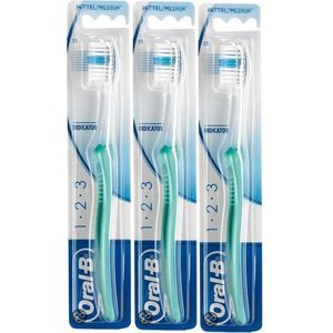 Oral-B 1-2-3 Indicator 35M - 3 Stuks - Tandenborstel - Voordeelverpakking