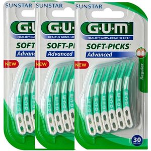GUM Soft Picks Advanced Regular - 3 x 30 stuks - Ragers - Voordeelverpakking