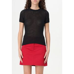 Courrèges - Contrast T-Shirt - Top - Zwart - Polyester