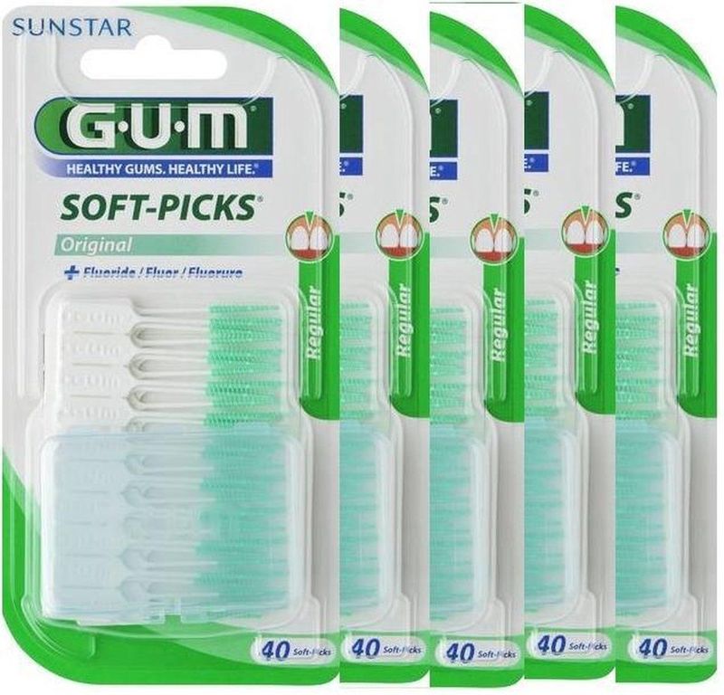 GUM Soft Picks Regular - 5 x 40 stuks - Ragers - Voordeelverpakking