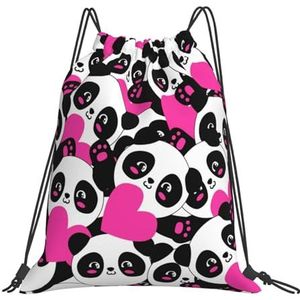 690 Leuke Panda Trekkoord Bag, Zwemmen Schooltas Waterdichte String Bag Gepersonaliseerde Trekkoord Rugzak Voor Sport Meisjes Volwassenen 42X36Cm