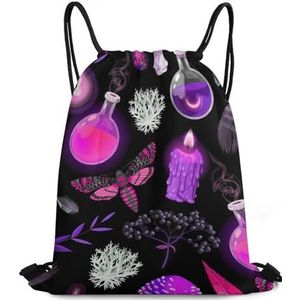 690 Goth Magic Witch Witchy Sport Gym Sack, Winkelen Schooltas Opvouwbare String Tas Waterdichte Cinch Zak Voor Kinderen Zwemmen Vrouwen 42X36Cm