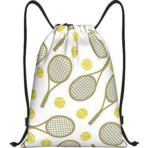 690 Sport Tennis Ball String Sackpack, Boek Tas Opvouwbare Boodschappen Schooltas Dagelijkse Trekkoord Gym Bag Voor Zwemmen Tiener Kinderen 42X36Cm