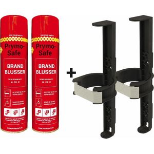 2x Prymosafe, Universele spray-blusser, inhoud 760 ml, 1 Brandblusser voor alle meest voorkomende beginnende branden inclusief 2 cliphouders.