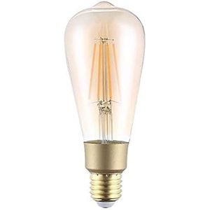 Aangesloten LED lamp Filament 6W ST64 E27 socket geel
