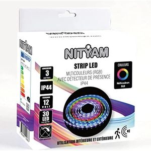 NITYAM Ledstrip 3 meter, ledstrip multicolor (RGB), ledstrip met bewegingsmelder, IP44 ledstrip - gebruik binnen en buiten