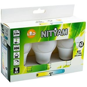 NITYAM Set van 3 LED-lampen 9W 806 Lumen B22 neutraal wit 4000K stralingshoek 180°