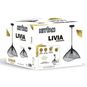 Nityam Hanglamp industriële lamp metaal zwart mat 150cm kabel plafondlamp woonkamer slaapkamer keuken LIVIA lamp zonder lamp