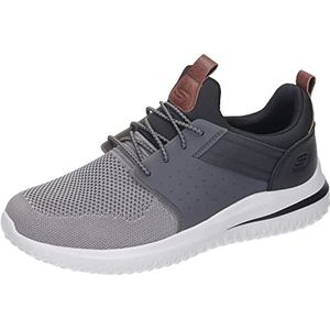 Skechers Delson 3.0 Cicada Herensneakers, Grijs en zwart gebreid weefsel, synthetische stof