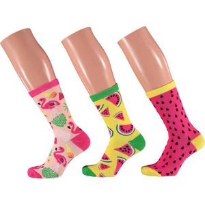 Apollo - Sokken meloen - Rood - In cadeauverpakking - Maat 35/38