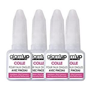 Glam'Up Paris Kunstnagels, 4 stuks, nagellijm, langdurige lijm voor het lijmen of repareren van kunstnagels, maat XL met kwasten