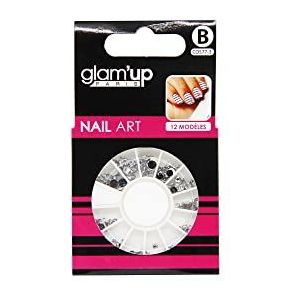 Glam'Up Paris Nagelcarrousel voor op de fiets, nageldecoratie, accessoires, manicure, beauty-carrousel, 3D, doos met vakken en draaibaar deksel, nr. 77-3, strassteentjes