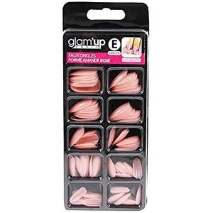Glam'Up Paris Kunstnagels, volledige afdekking, eenvoudig te gebruiken, 100 stuks, amandelvorm, nr. 174, roze