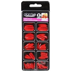 Glam'Up Paris Kunstnagels, volledige afdekking, eenvoudig te gebruiken, 100 stuks, amandelvorm, nr. 176, rood