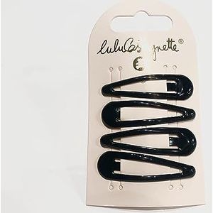 Lulu Castagnette - Klik-clack-clip - 4 haarklemmen met druk - metalen haarspeldjes - 4 stuks - Zwart