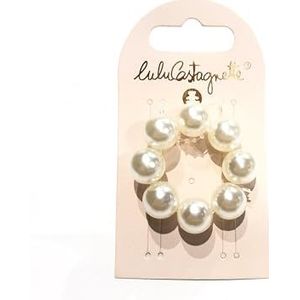 Lulu Castagnette Haarelastiek met parels, elastische scrunchie met pareleffect, modieus elastiek voor paardenstaart, modeaccessoire voor vrouwen en meisjes, parel