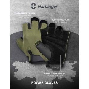 Harbinger Unisex's L-Green Power, instapmodel trainingshandschoen met gewatteerde palm voor stevige grip, groot, X