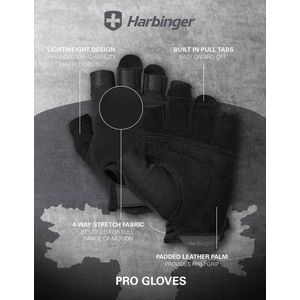 Harbinger Training Grip Gloves - Fitness Handschoenen Heren & Dames - Deadlifting - M - Unisex - Zwart - Gym & Crossfit Training - Krachttraining