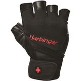 Harbinger Men's Pro Fitness Handschoenen met Wrist Wrap - Zwart - S