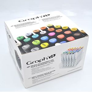 GRAPH'IT Viltopbergorganizer – 36 vakken voor markers – compact en robuust – organisatie voor kantoor, werkruimte – houder van acryl transparant – vak op kleur