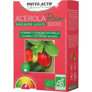Phyto-Actif Acerola 1000 Zonder Toegevoegde Suiker Biologisch 24 Tabletten