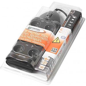 Schuko 8 Way Multi-socket Adapter INFOSEC S8 Black