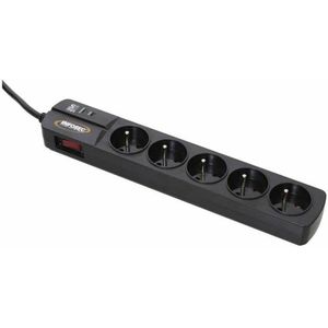 Infosec S5 Black Line II stekkerdoos met 5 Franse stopcontacten, zwart