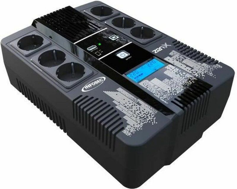Uninterruptible Power Supply System Interactive UPS INFOSEC ZEN-X-800 Black 800 W