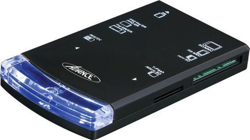 Exertis Connect - USB 2.0 Kaartlezer - Compact - Zwart - Geheugenkaarten en SIM-kaarten
