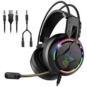 SPIRIT OF GAMER PRO-H7 Pro Gamer Audio Hoofdtelefoon, kunstleer, flexibele microfoon, achtergrondverlichting met RGB-regenboog, multiplatform, pc en console