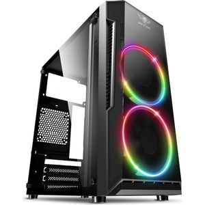 Spirit Of Gamer Boitier Mini Tour Micro Atx Deathmatch 3 RGB Avec Panneaux Vitrés (Noir) (mATX), PC-behuizing, Zwart