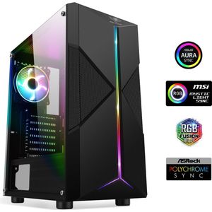 SPIRIT OF GAMER - Clone III - Gaming PC-behuizing - Zwart - RGB, ATX/mATX/ITX compatibel, 2 ventilatoren inbegrepen