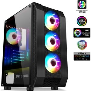 Spirit Of Gamer - Rogue VI - PC Behuizing - Gehard Glas - ATX/mATX/ITX - 4 RGB Ventilatoren 120 mm