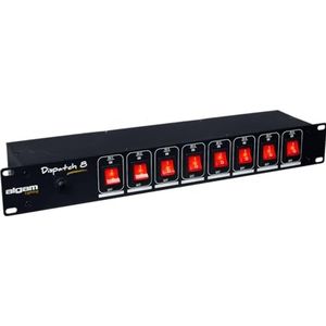 ALGAM LIGHTING Dispatch Rackable 2U 19 inch - 8 kanalen met EU-stopcontacten en lichtschakelaars