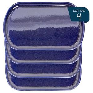 ESPRIT DE CUISINE - Set van 4 langwerpige keramische borden - Elegant design - Krasbestendig - Sterk en duurzaam - Gemakkelijk schoon te maken - Gemaakt in Frankrijk - 21 cm - Blauw Gespikkeld