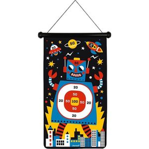 Janod - Magnetisch dartspel met robot-thema - voor- en achterkant - behendigheidsspel - behendigheid en concentratie leren - 6 darts - vanaf 4 jaar, J02073