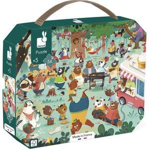 Janod - Kinderpuzzel Cousinade des Bears - 54-delig - Educatief Spel - Koffer met Handvat - Gemaakt in Frankrijk